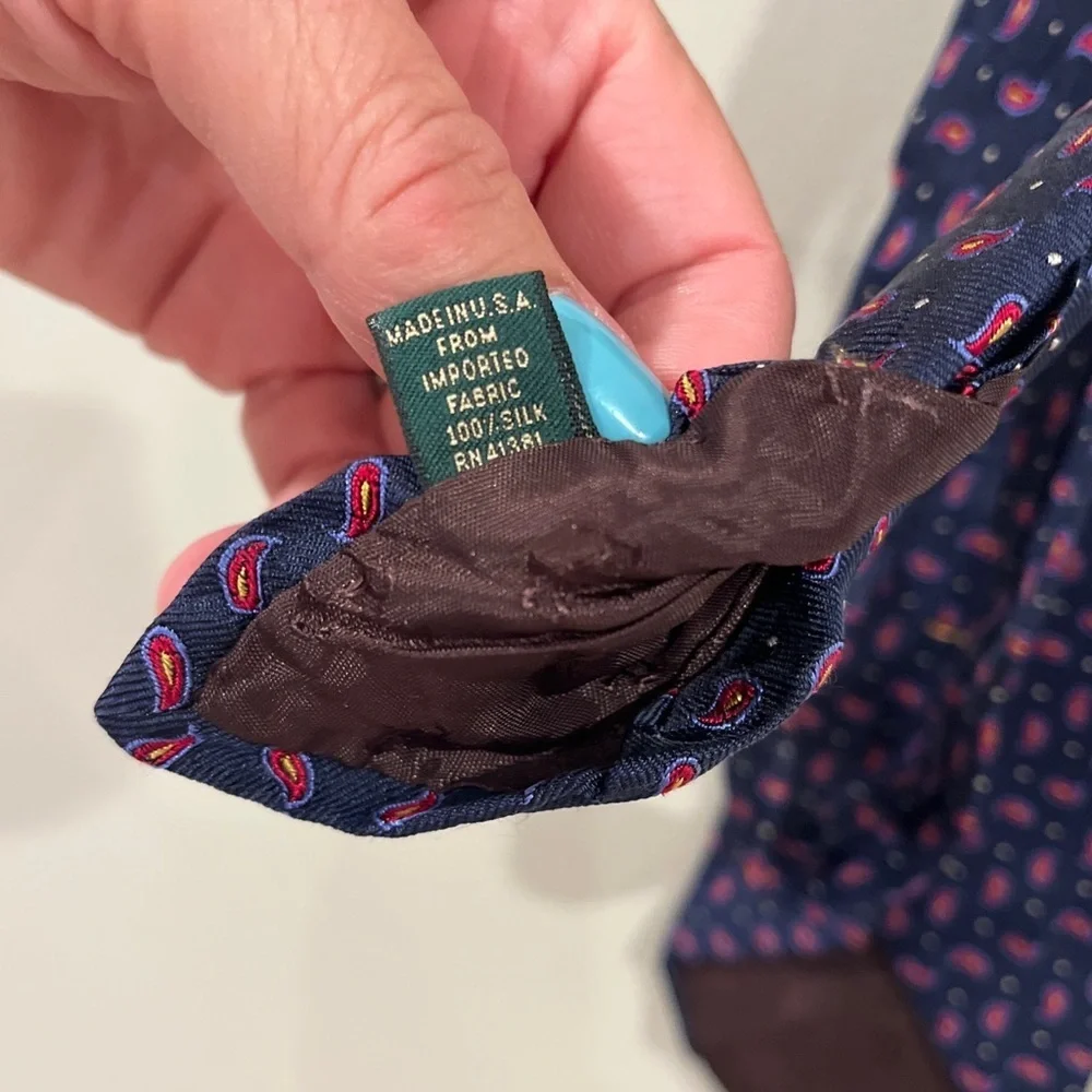 Lauren Ralph Lauren Silk Neck Tie Paisley Blue Red School Uniform